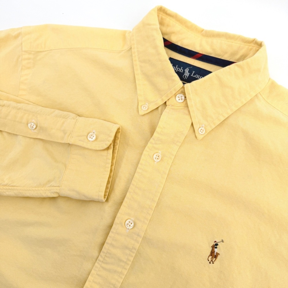 Ralph Lauren Oxford Shirt Mens M Yellow Classic Fit Long Sleeve Preppy *Flaws